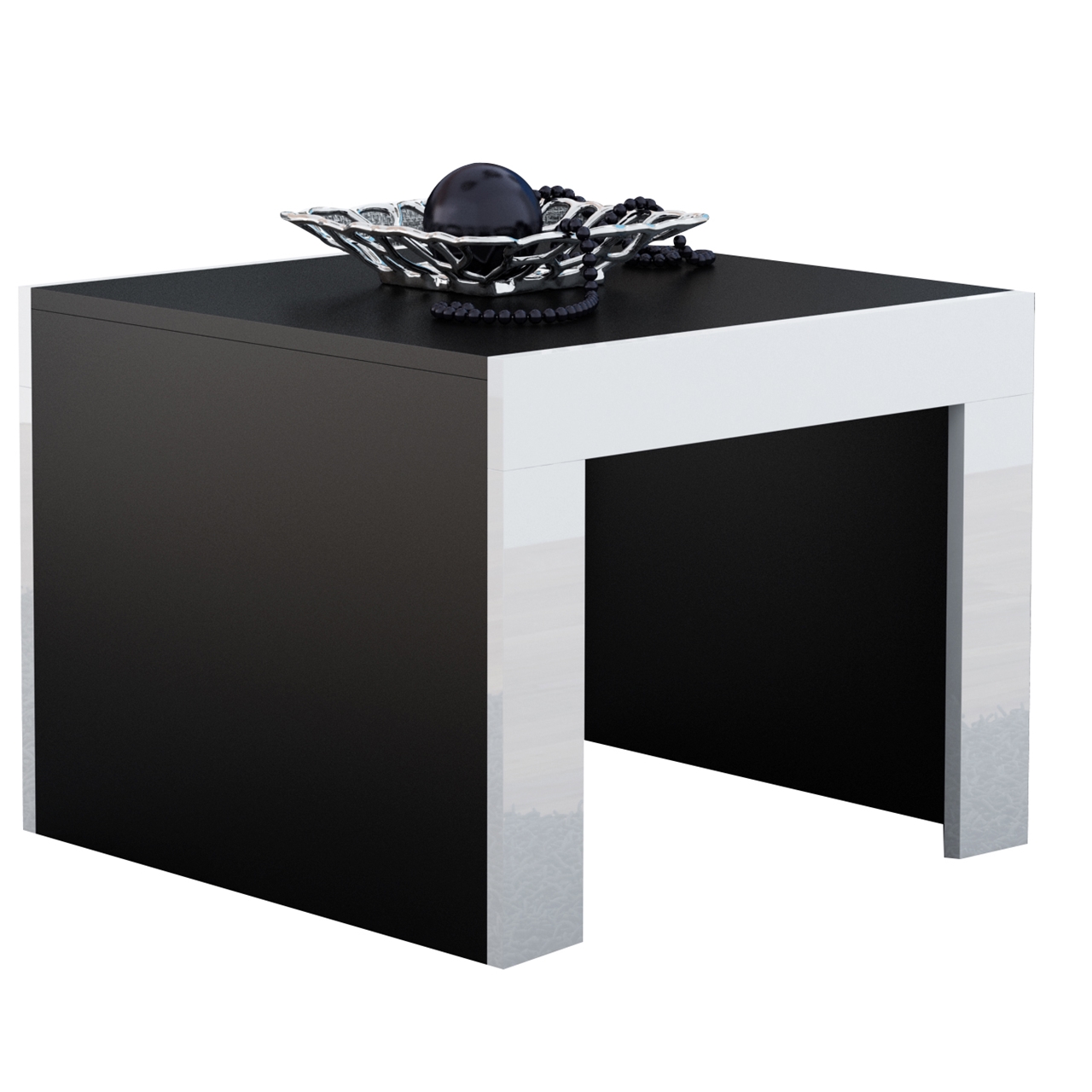Dohányzóasztal TESS 60 fekete / fehér fényes