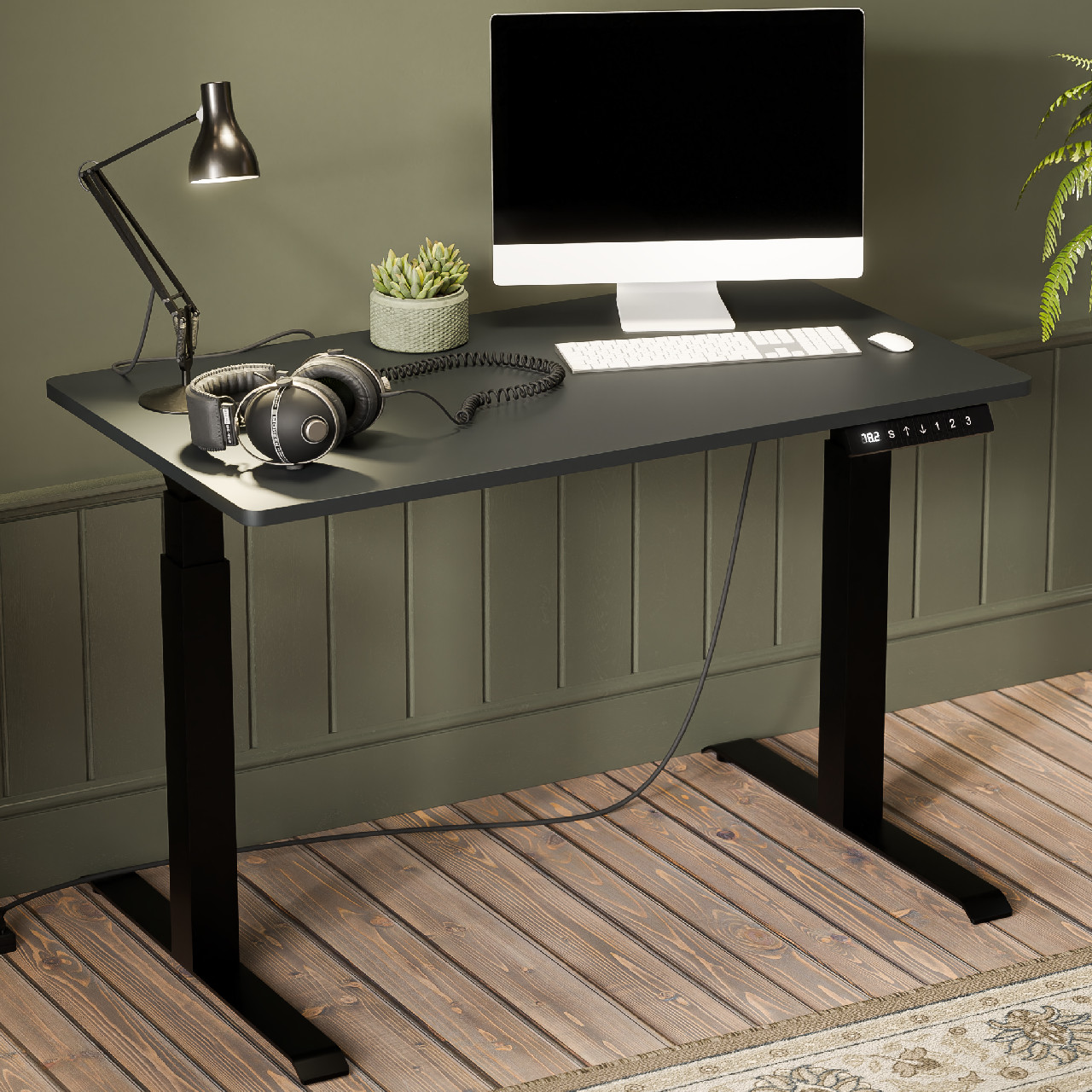 Állítható magasságú íróasztal MOON fekete / antracit