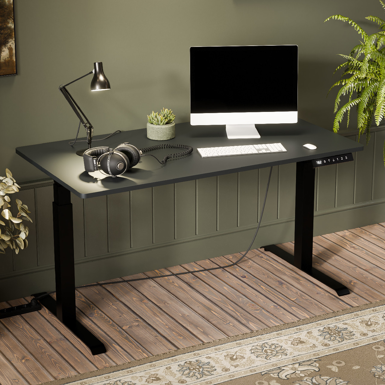 Állítható magasságú íróasztal MOON LONG fekete / antracit
