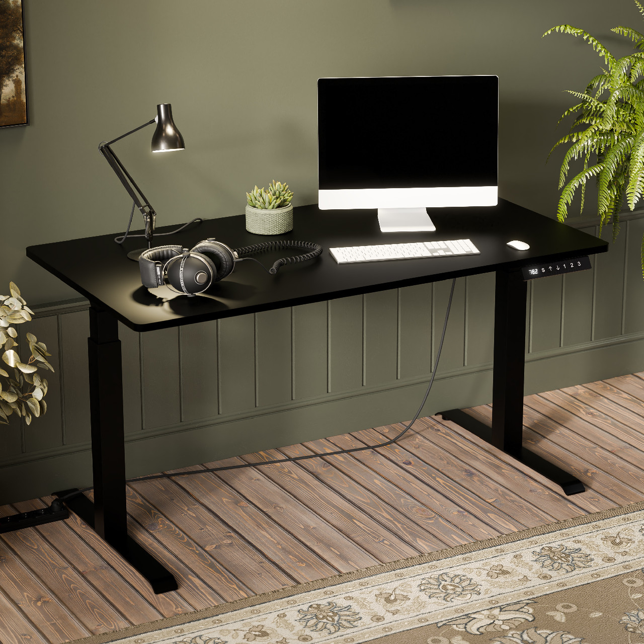 Állítható magasságú íróasztal MOON LONG fekete
