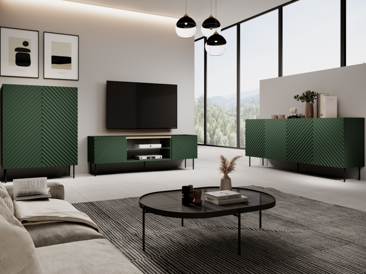 TV szekrény INDA 4D labrador zöld / artisan