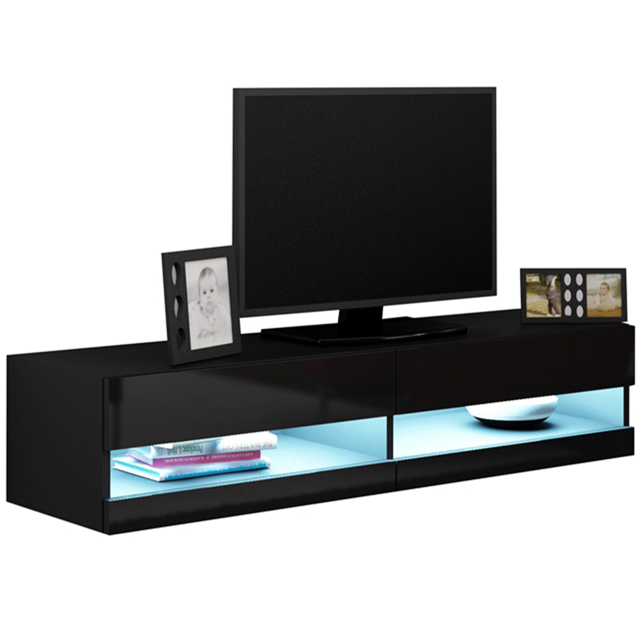 TV szekrény 140 VIGO NEW VG12D fekete / fekete fényes