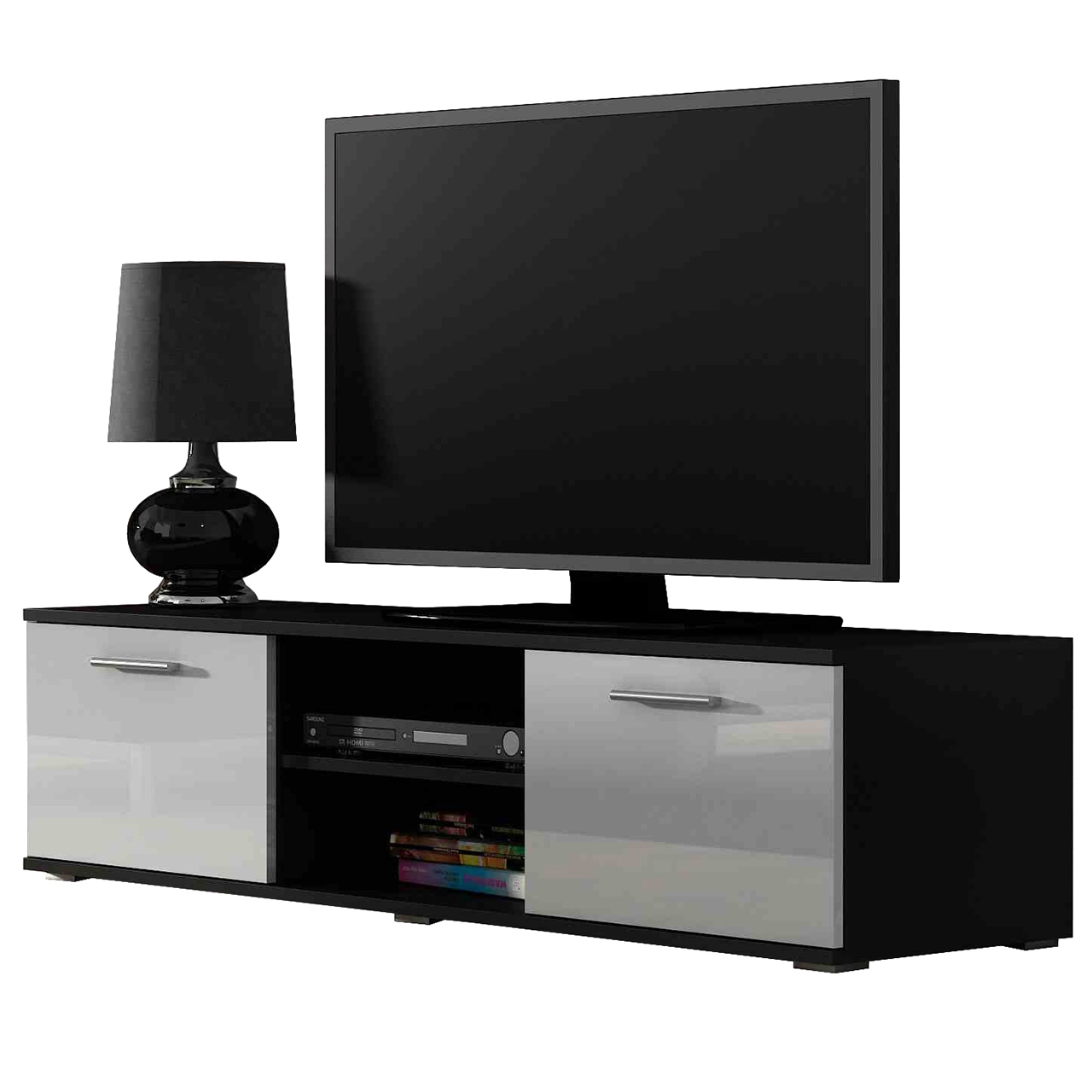 TV szekrény SOHO SH4C fekete / fehér fényes