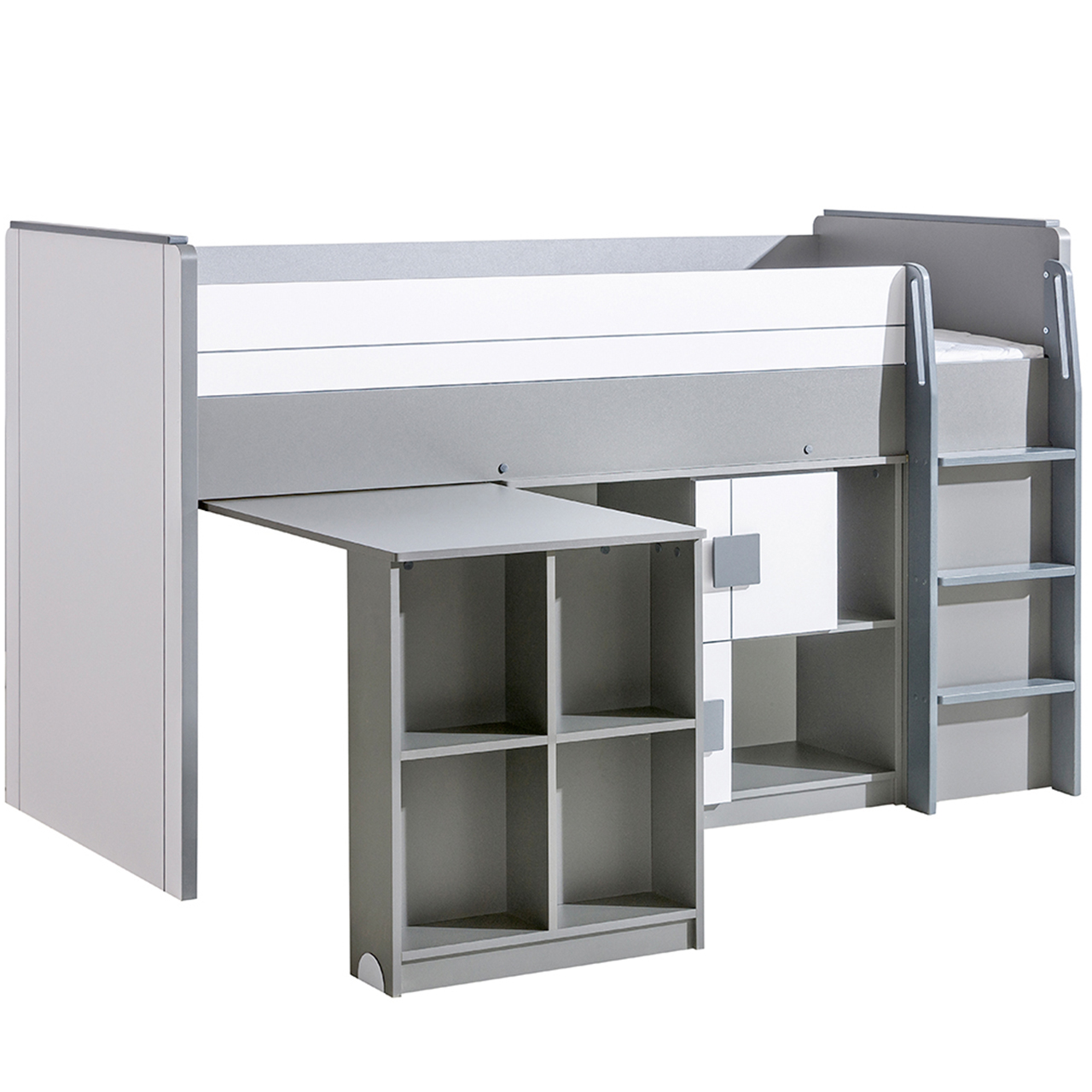 Emeletes ágy íróasztallal és szekrénnyel COMI GM19 hamuszürke / fehér