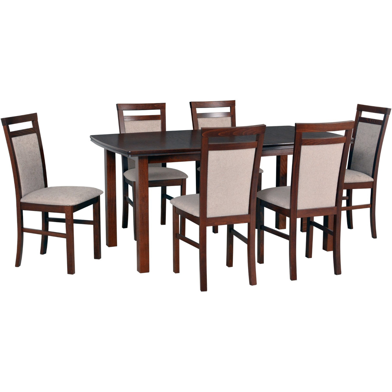Asztal KENT 2 tölgy furnér / dió + szék MILANO 5 (6 db) dió / 5B