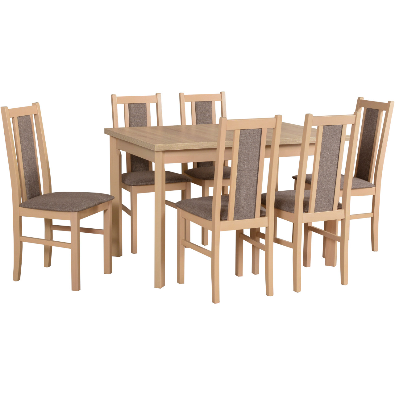 Asztal MAX 5P sonoma tölgy laminált + szék BOS 14 (6 db) sonoma tölgy / 6B
