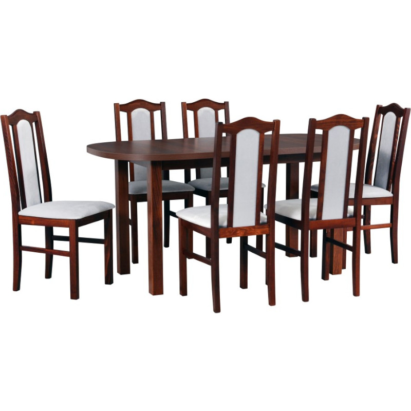 Asztal WENUS 1 dió laminált + szék BOS 2 (6 db) dió / 20B