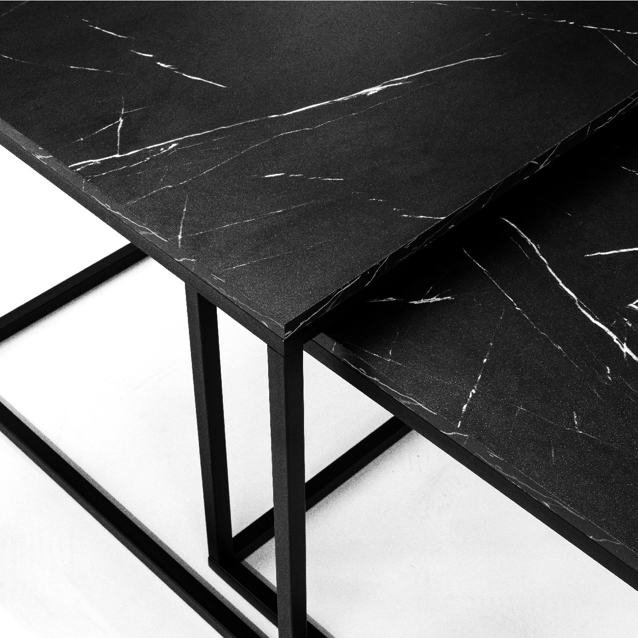 Dohányzóasztal szett VEROLI VR06 fekete / fekete márvány
