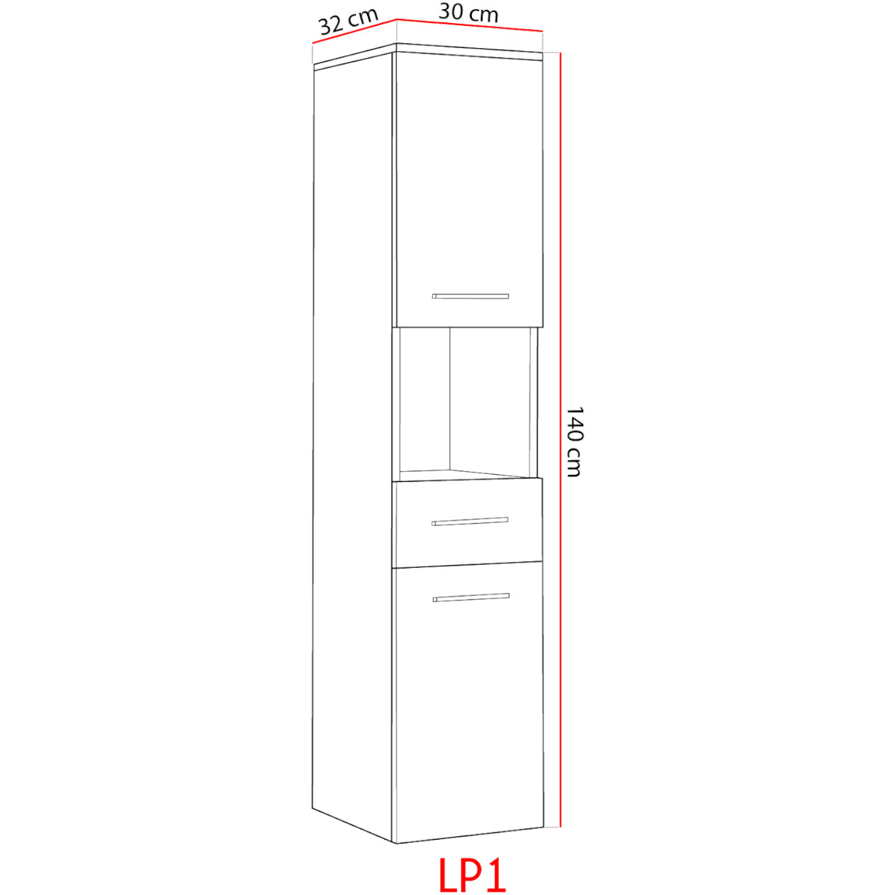 Magas fürdőszoba szekrény LUPO LP1 fehér fényes