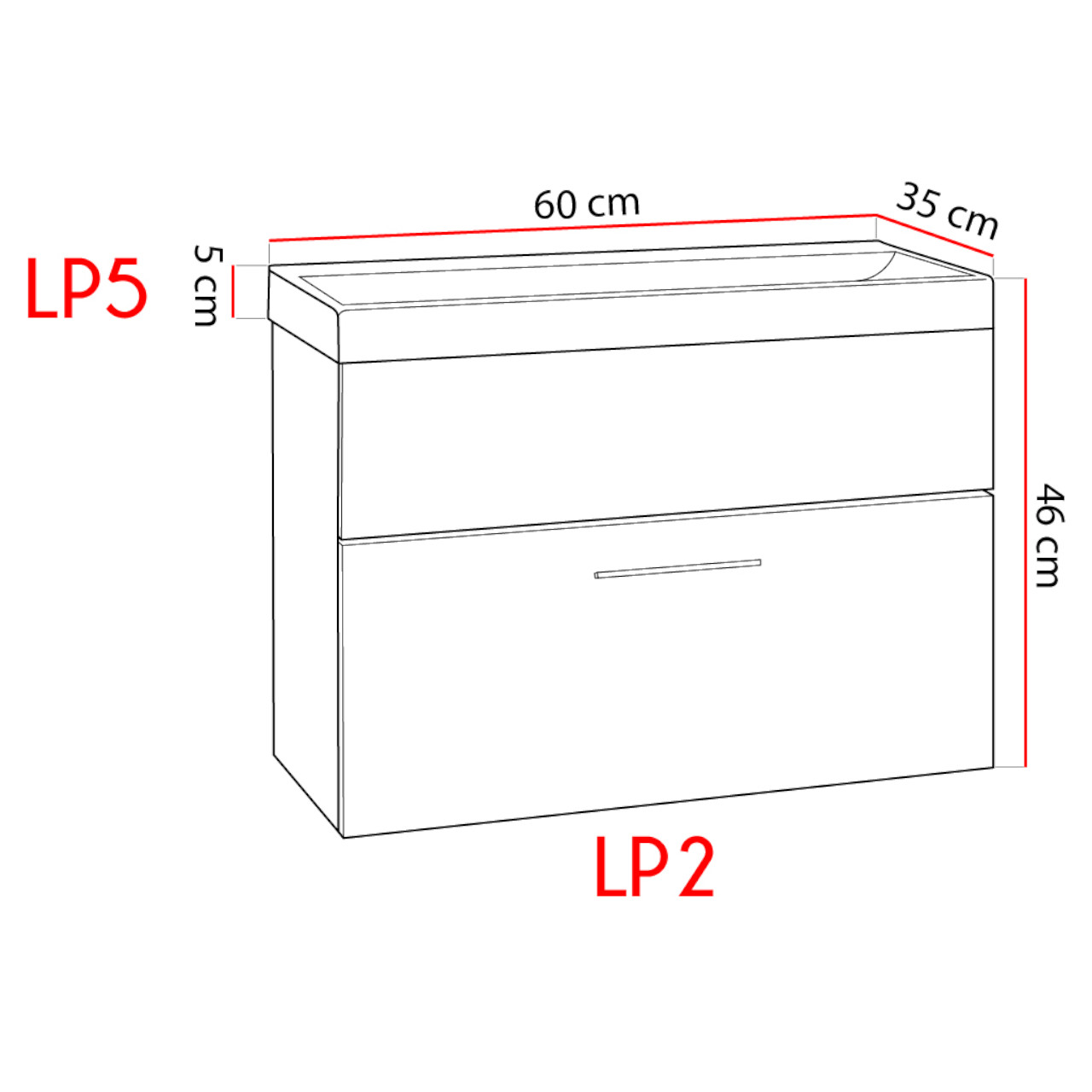 Mosdószekrény LUPO LP2 artisan tölgy / fehér fényes