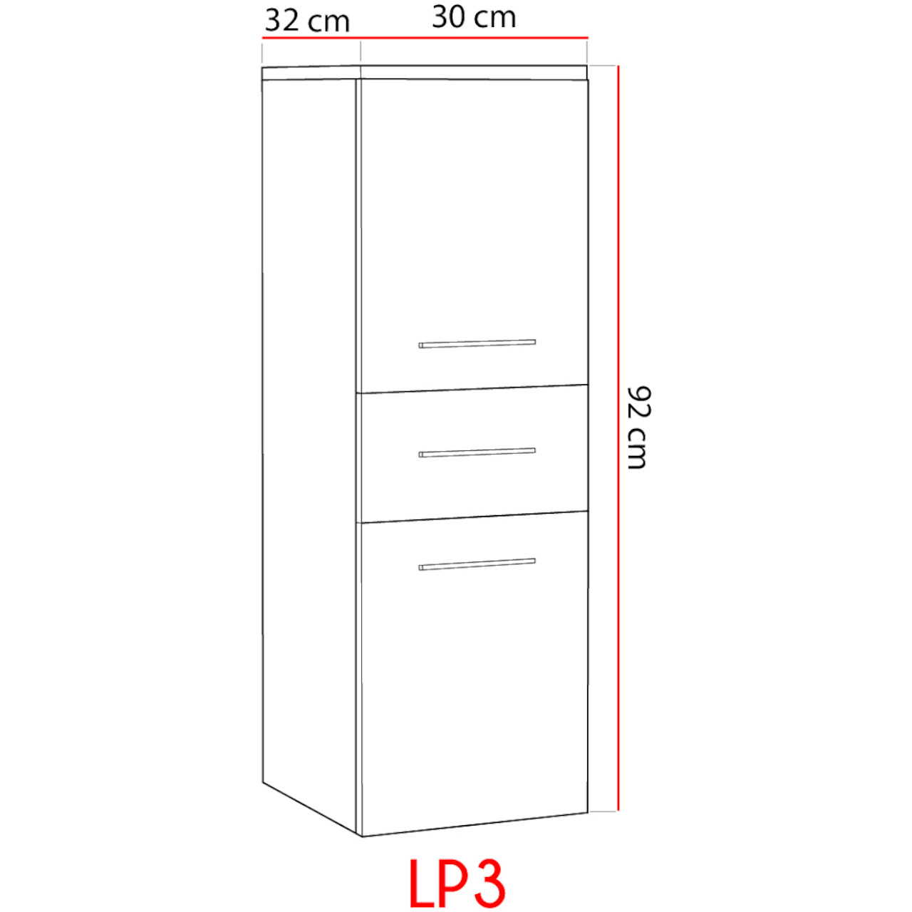 Alacsony fürdőszoba szekrény LUPO LP3 fehér laminált