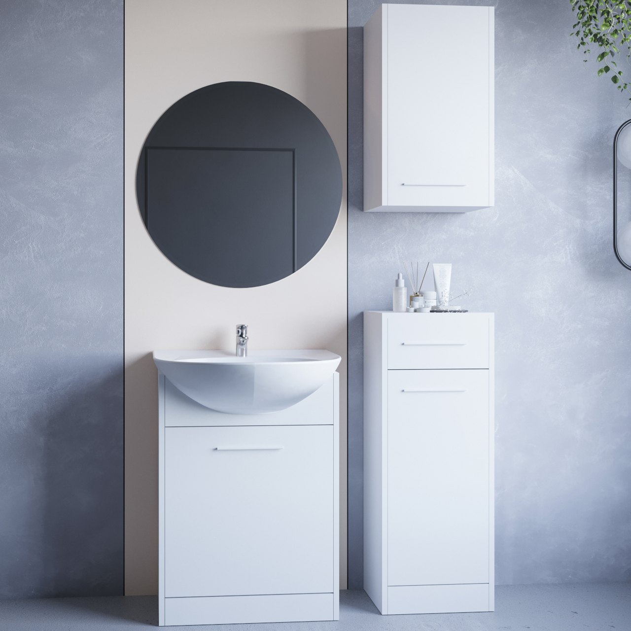 Fürdőszoba bútor tükörrel NEPPA fehér laminált