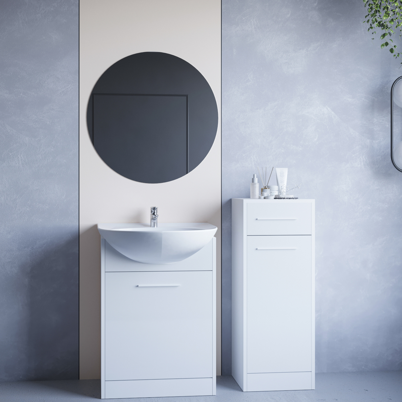 Fürdőszoba bútor tükörrel NEPPA MINI fehér laminált