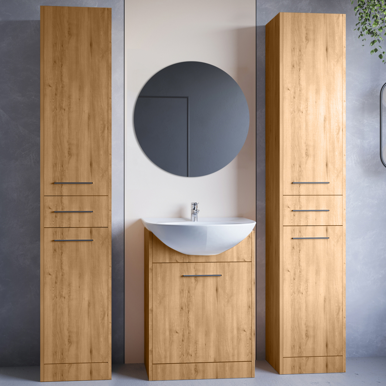 Fürdőszoba bútor tükörrel SLIDO MAX artisan tölgy