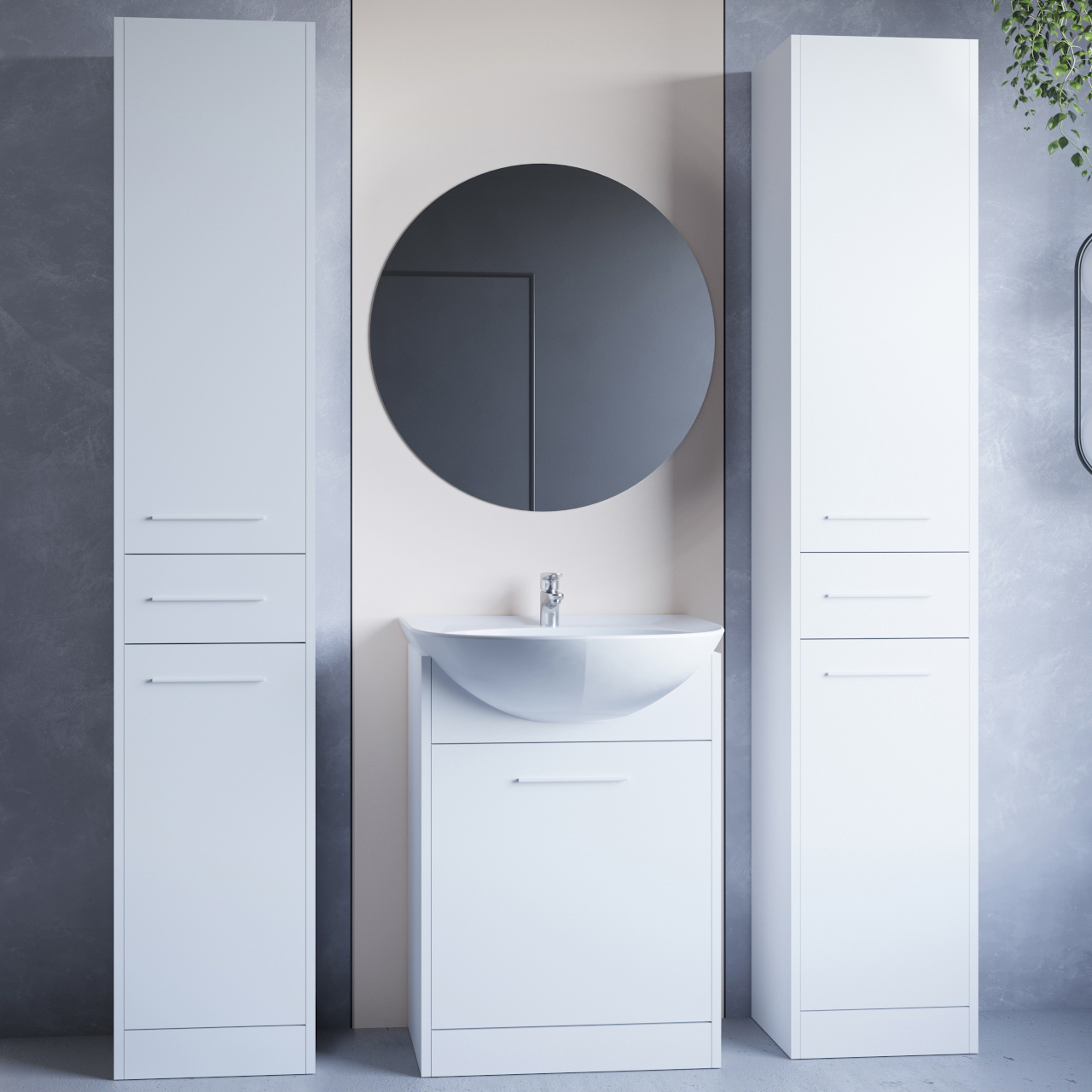 Fürdőszoba bútor tükörrel SLIDO MAX fehér laminált