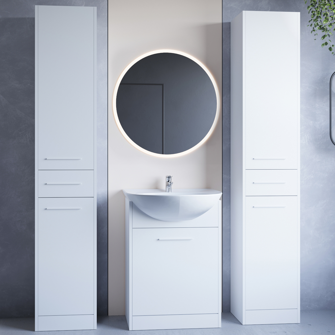 Fürdőszoba bútor tükörrel SLIDO MAX LED fehér laminált