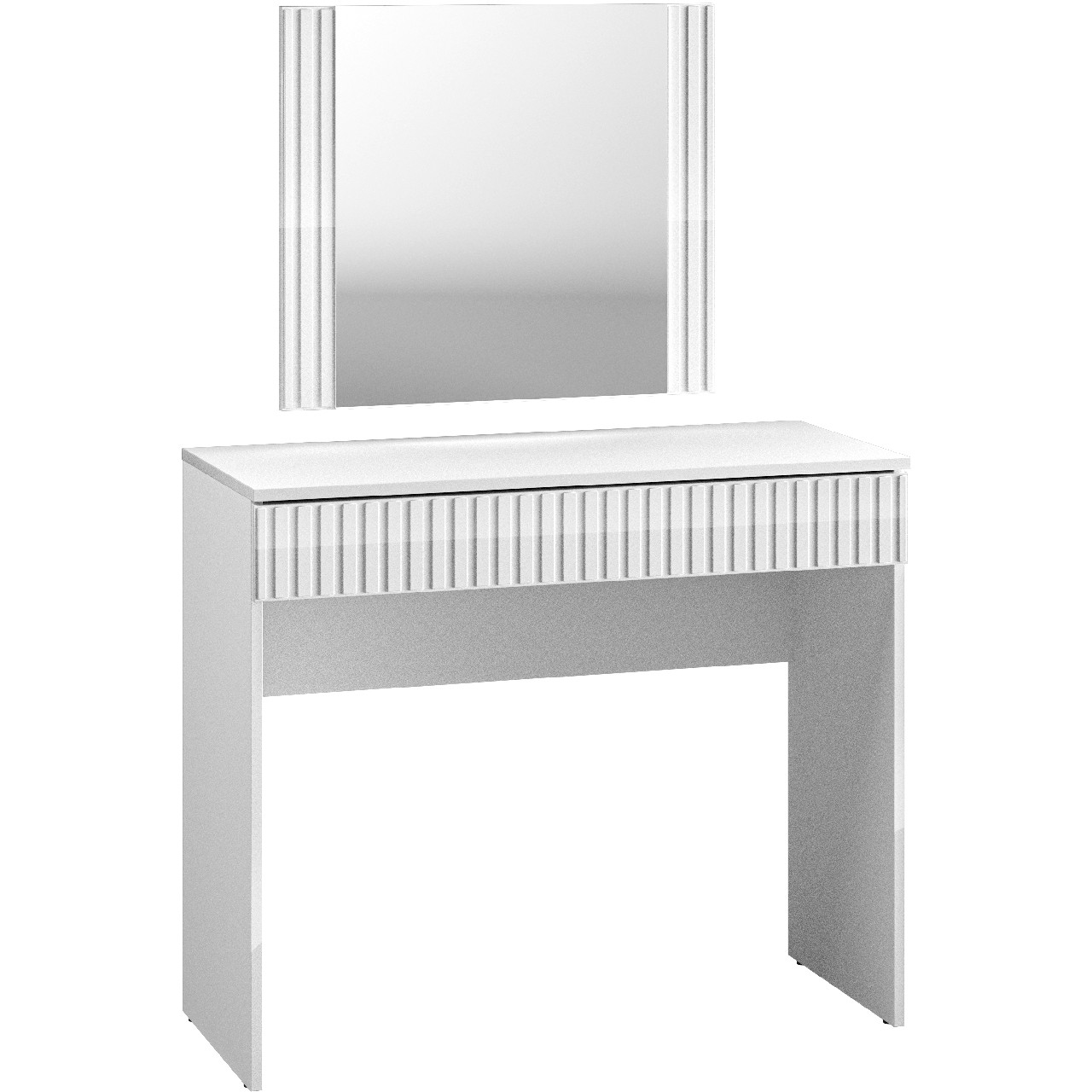 Fésülködőasztal tükörrel GINO 1 fehér fényes