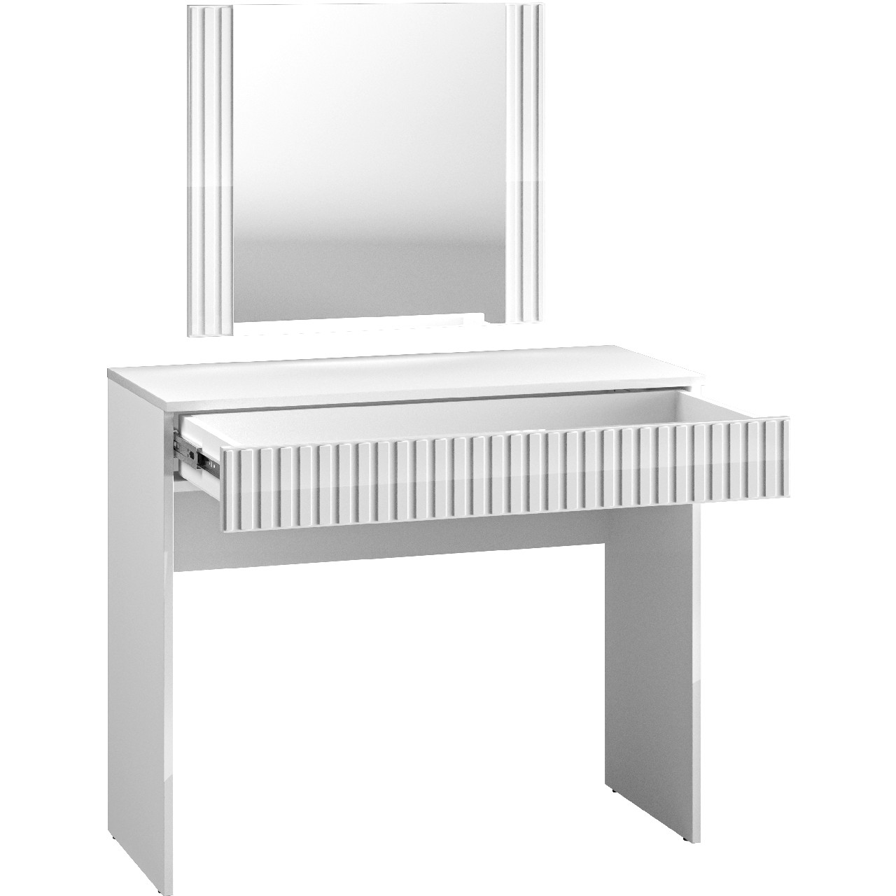 Fésülködőasztal tükörrel GINO 1 fehér fényes