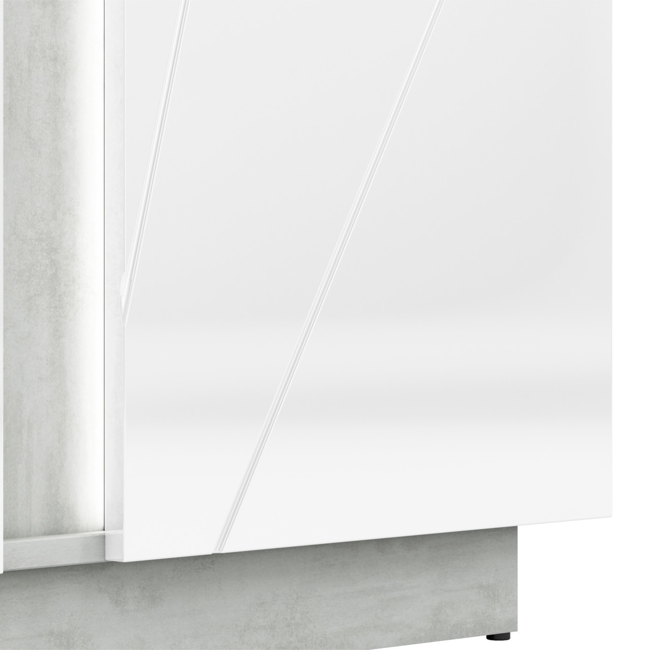 Ruhásszekrény LORA LA01 ezüst beton / fehér fényes