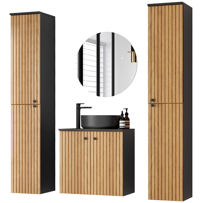 asto hosszú fekete tölgyfa fürdőszoba