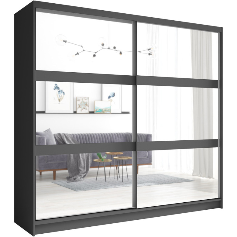 tolós szekrény tükörrel 230 nino 01 szürke grafit