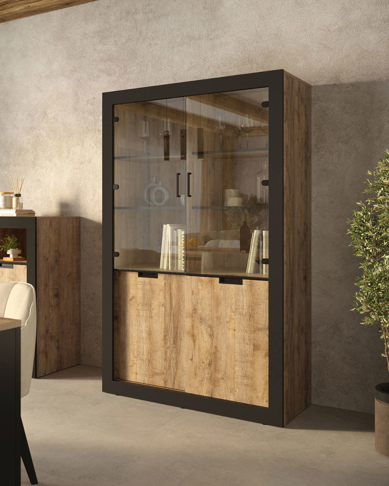 Trudo vitrin 12 tölgyfa samdal fekete