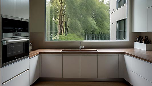 Hogyan díszítsünk egy kis konyhát középen egy ablakkal? 5 trükk a funkcionális belső térhez