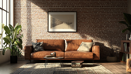 Nappali tégla díszítéssel - milyen bútorok illenek hozzá?