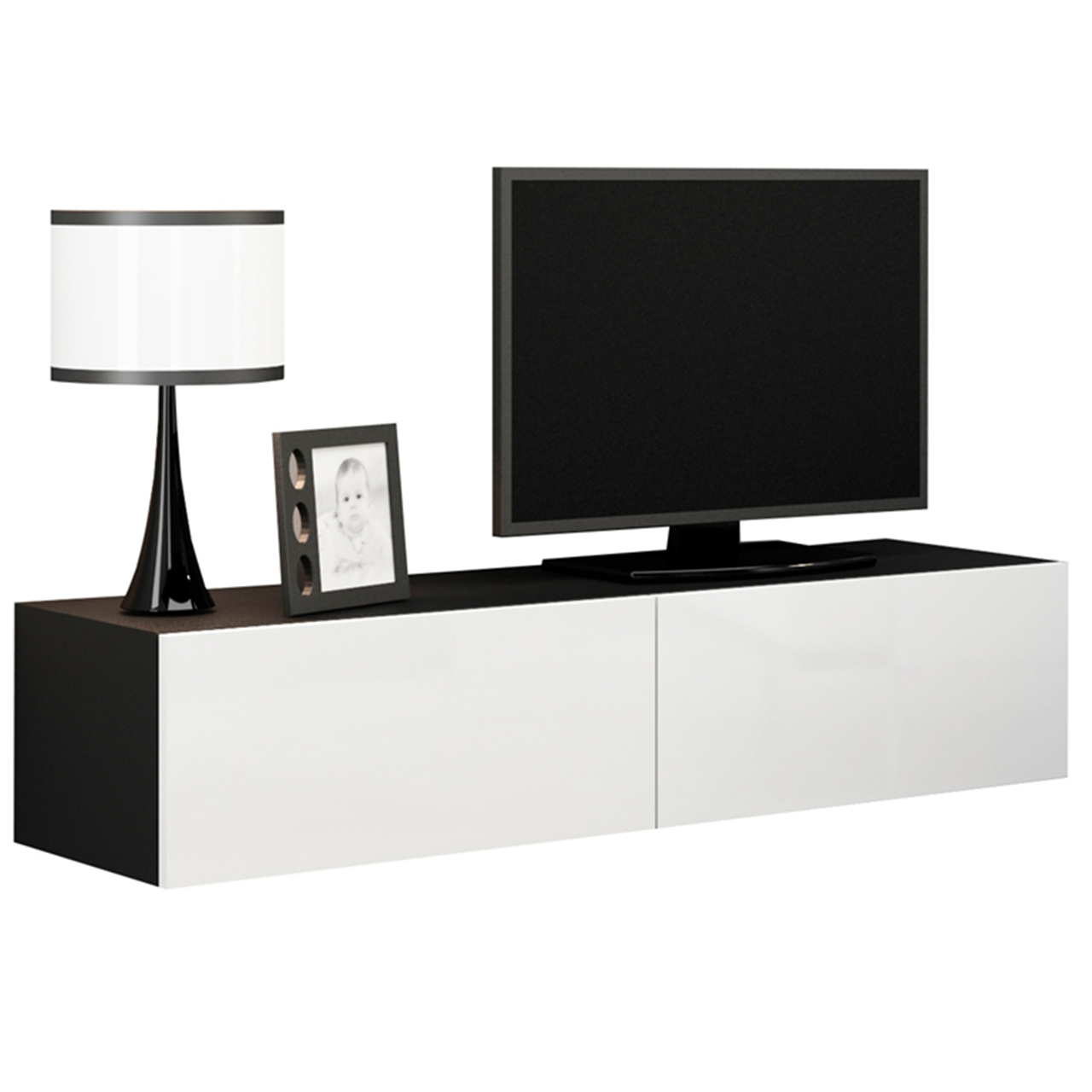 TV szekrény 140 VIGO VG4C fekete / fehér fényes