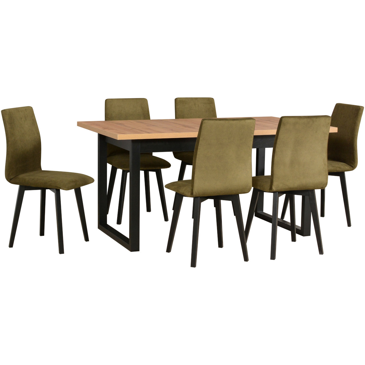 Asztal IKON 3 grandson tölgy laminált / fekete + szék LUNA 2 (6 db) fekete / 17B