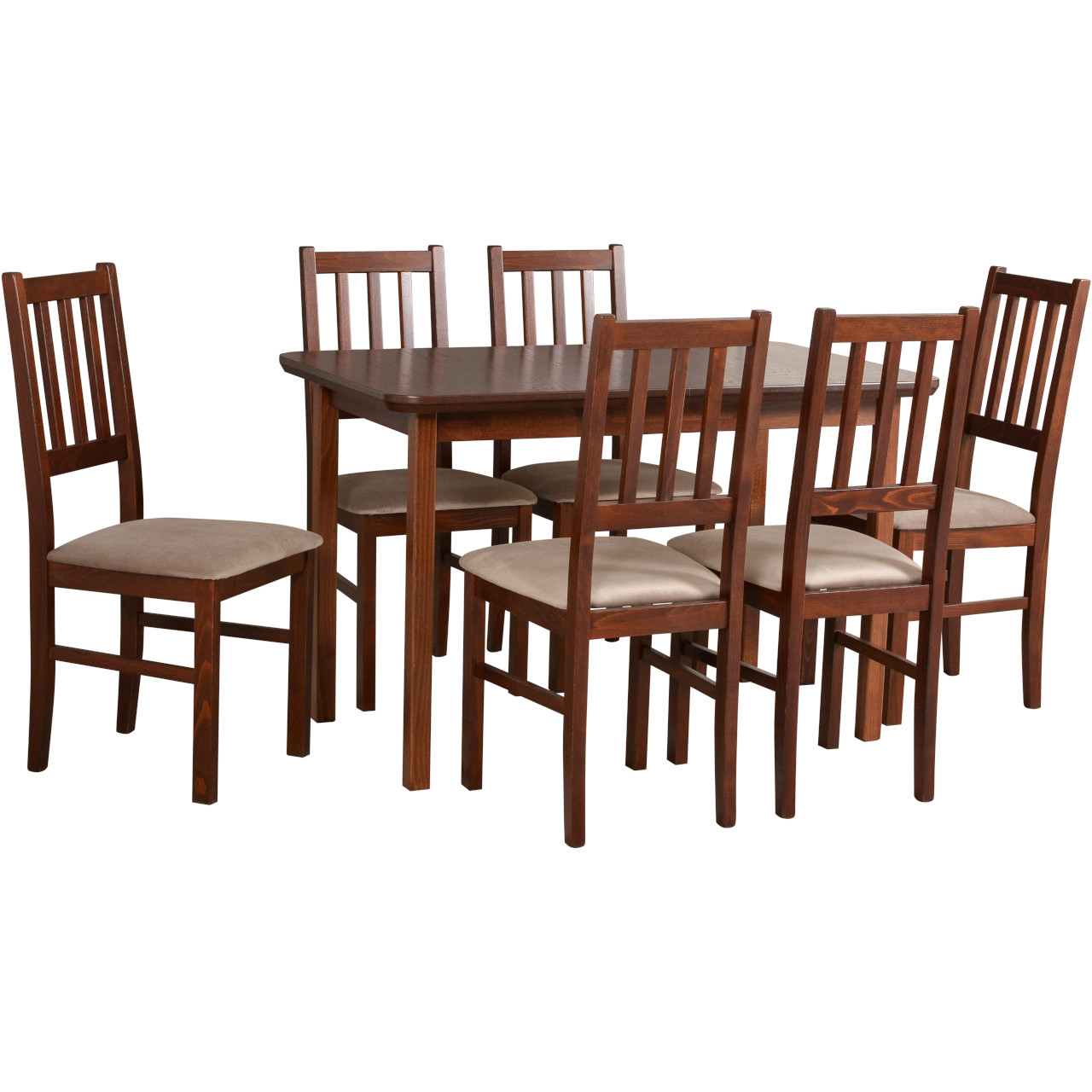 Asztal MAX 4 tölgy furnér / dió + szék BOS 4 (6 db) dió / 27B