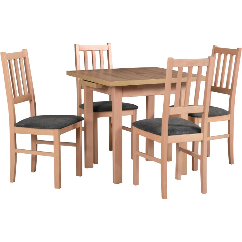 Asztal MAX 7 wotan tölgy laminált / bükk + szék BOS 4 (4 db) bükk / 16B