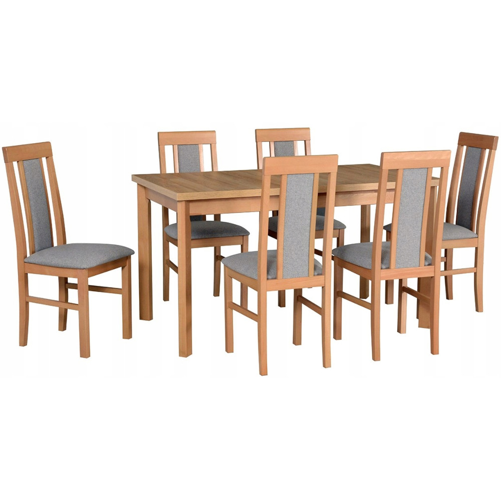 Asztal MODENA 1 P grandson tölgy laminált + szék NILO 2 (6 db) grandson / 7B