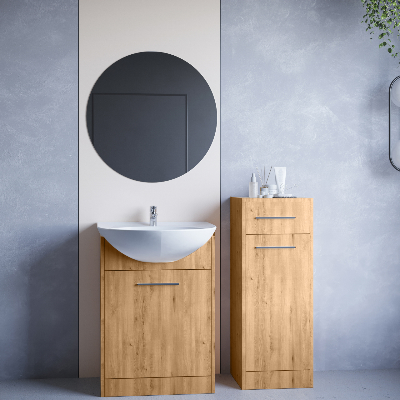 Fürdőszoba bútor tükörrel NEPPA MINI artisan tölgy